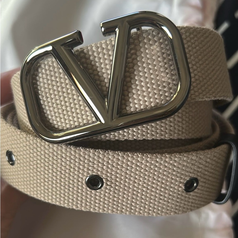 Valentino Signature Canvas Belt - Beige